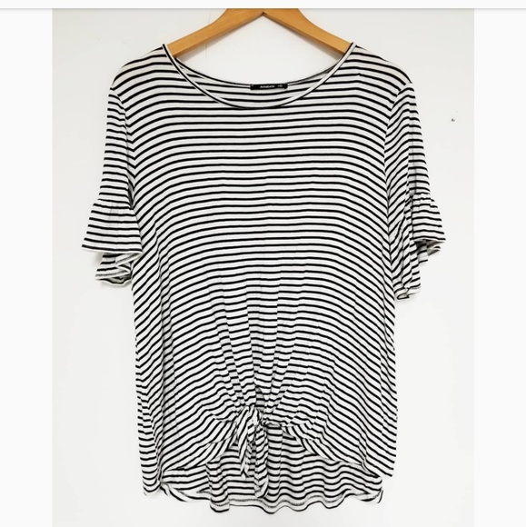 Annabelle Tops - Annabelle striped tied knot top bell sleeves 2x
